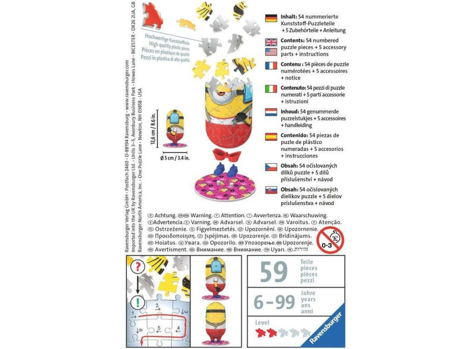 RAVENSBURGER 3D puzzle Postavička Mimoni 2: Roller Skater 54 dílků