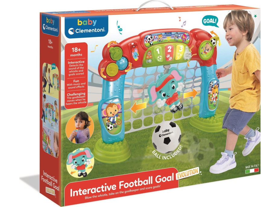 CLEMENTONI BABY Interaktivní fotbalová branka s míčkem, světly a zvuky