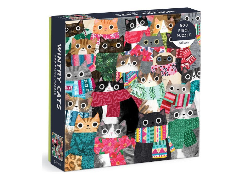 GALISON Čtvercové puzzle Zimní kočky 500 dílků
