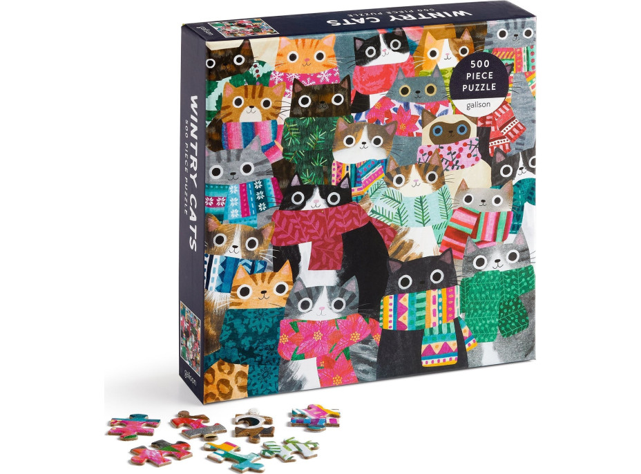 GALISON Čtvercové puzzle Zimní kočky 500 dílků