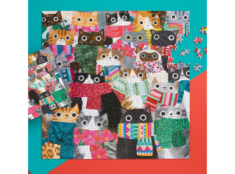 GALISON Čtvercové puzzle Zimní kočky 500 dílků