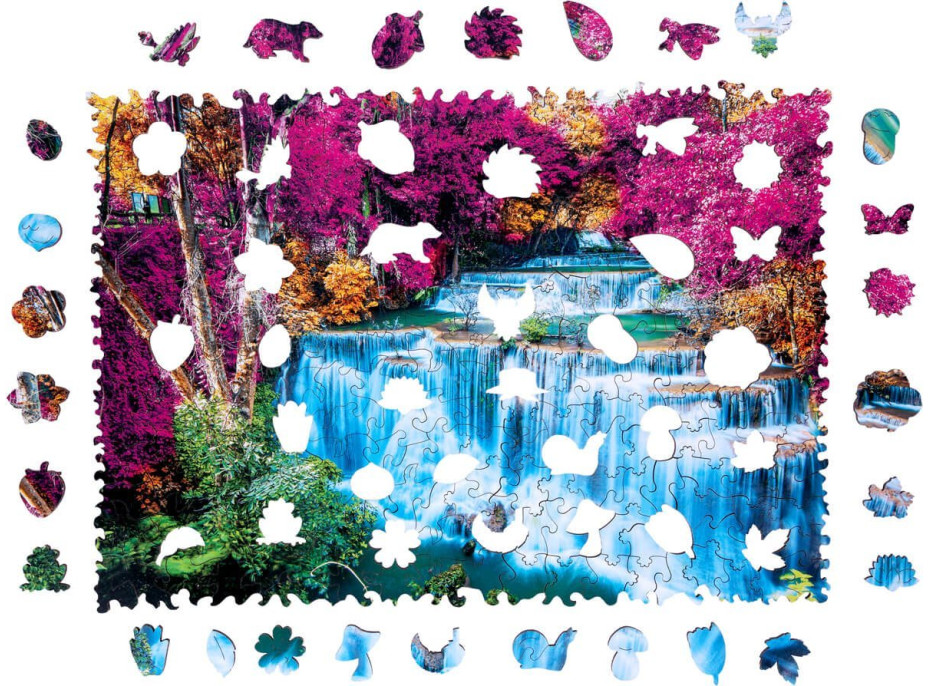 PUZZLER Dřevěné puzzle Barevný vodopád, Thajsko 250 dílků
