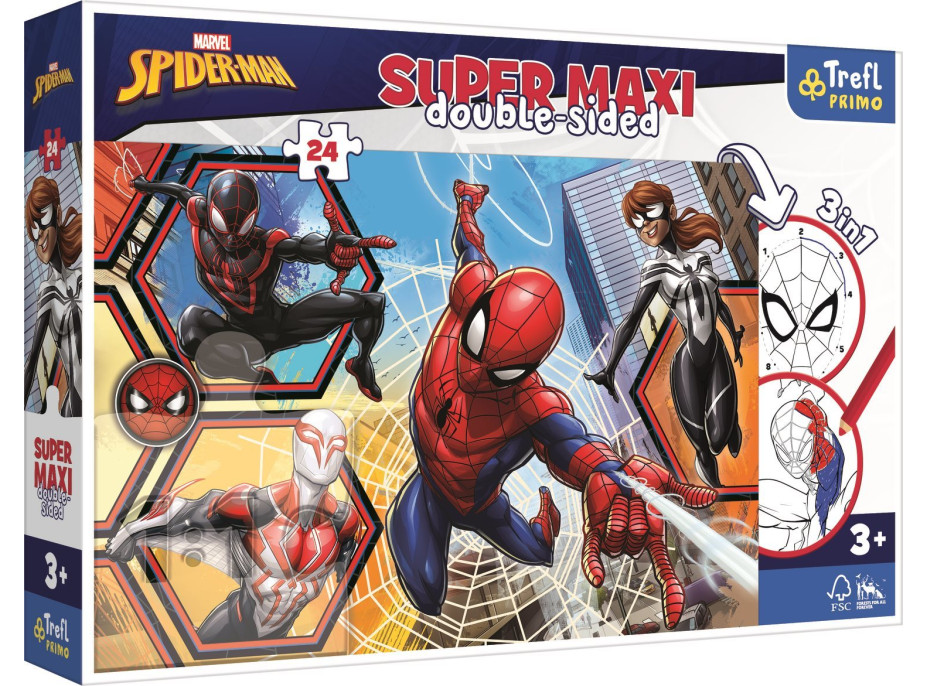 TREFL Oboustranné puzzle Spiderman jde do akce SUPER MAXI 24 dílků