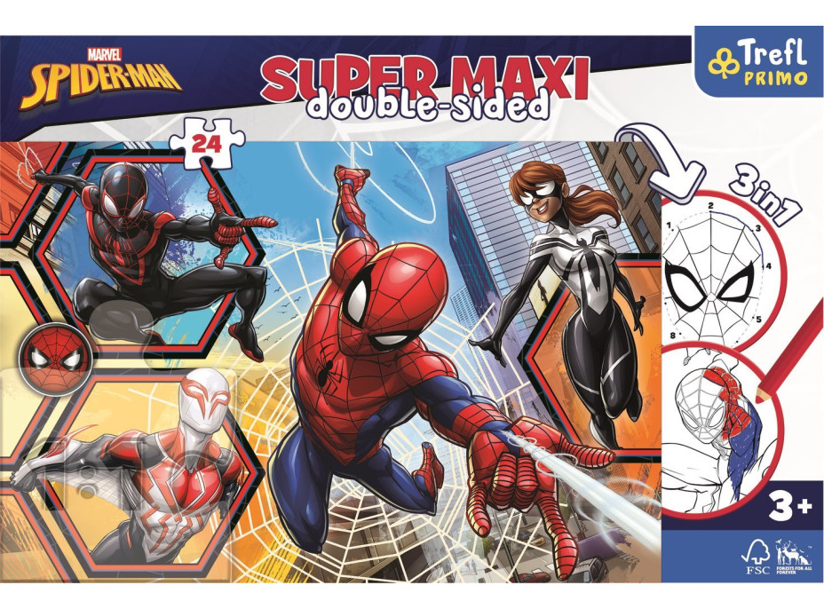 TREFL Oboustranné puzzle Spiderman jde do akce SUPER MAXI 24 dílků