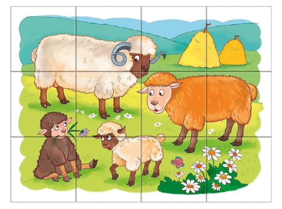 DINO Obrázkové kostky Na farmě, 12 kostek