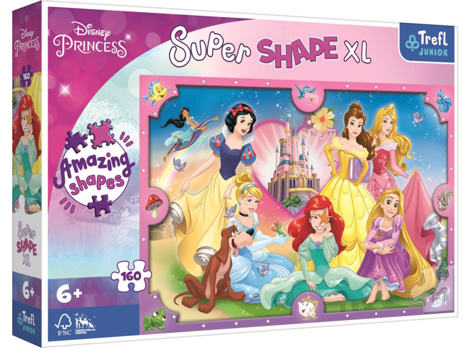 TREFL Puzzle Super Shape XL Disney princezny: Růžový svět 160 dílků