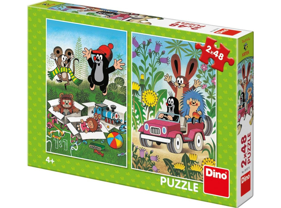 DINO Puzzle Krteček se raduje, Krtek a autíčko 2x48 dílků
