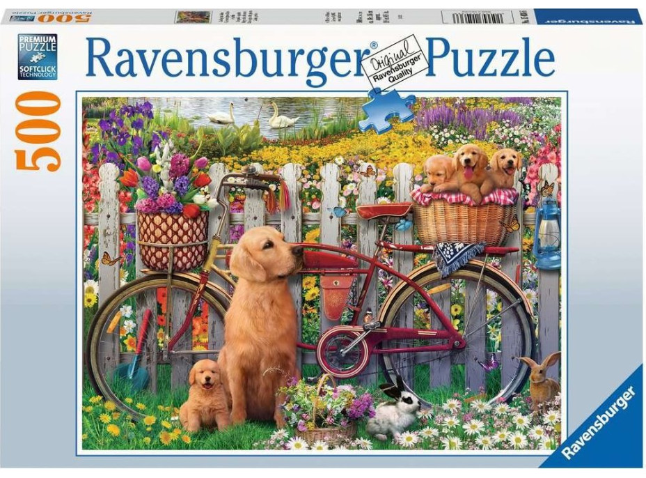 RAVENSBURGER Puzzle Roztomilí psi v zahradě 500 dílků