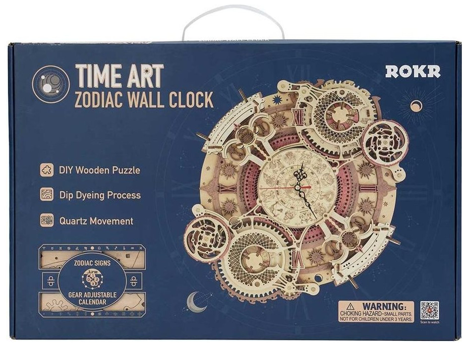ROBOTIME Rokr 3D dřevěné puzzle Nástěnné hodiny Zodiac 168 dílků