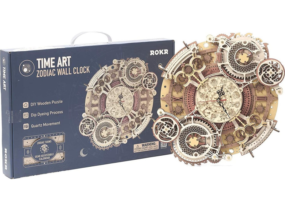ROBOTIME Rokr 3D dřevěné puzzle Nástěnné hodiny Zodiac 168 dílků