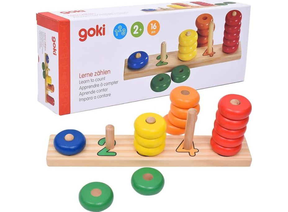 GOKI Třídící hra Naučte se počítat s dřevěnými kroužky