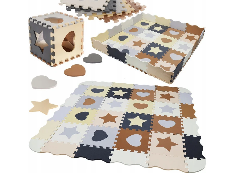 Matadi Pěnové puzzle Srdce a hvězdy (28x28)