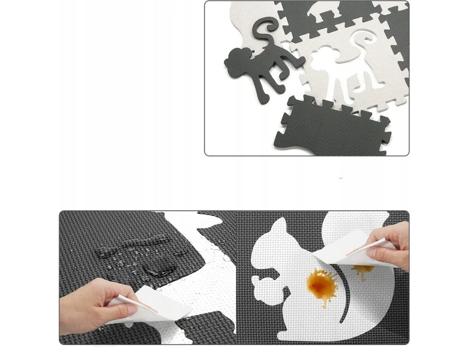 Matadi Pěnové puzzle šedé Zvířátka a tvary (28x28)