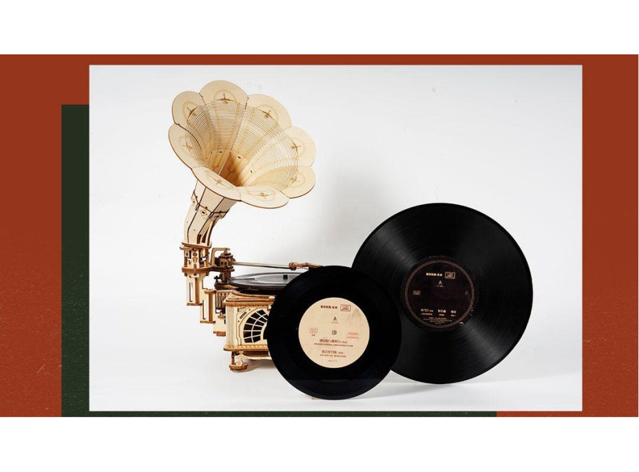 ROBOTIME Rokr 3D dřevěné puzzle Klasický gramofon 424 dílků