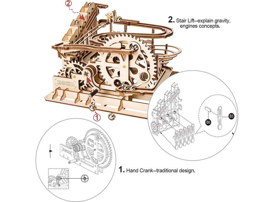 ROBOTIME Rokr 3D dřevěné puzzle Kuličková dráha: Parkour 254 dílků