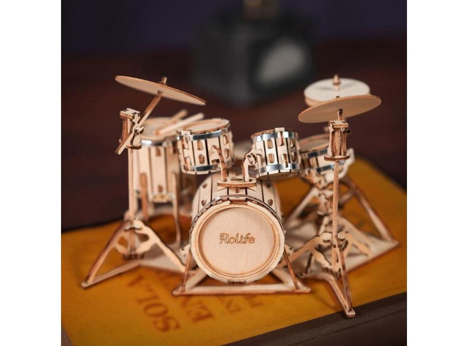 ROBOTIME Rolife 3D dřevěné puzzle Souprava bicích nástrojů 246 dílků