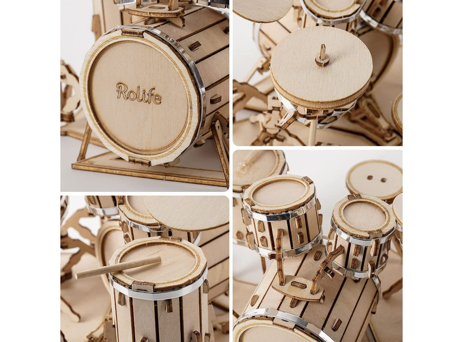 ROBOTIME Rolife 3D dřevěné puzzle Souprava bicích nástrojů 246 dílků