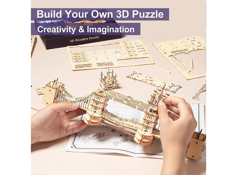 ROBOTIME Rolife Svítící 3D dřevěné puzzle Tower Bridge 113 dílků