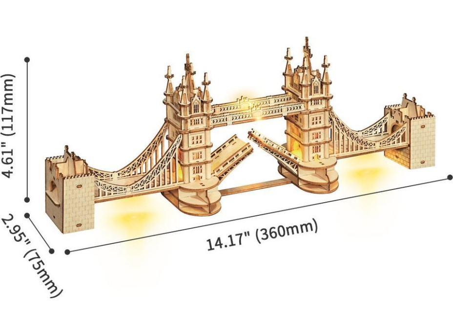 ROBOTIME Rolife Svítící 3D dřevěné puzzle Tower Bridge 113 dílků