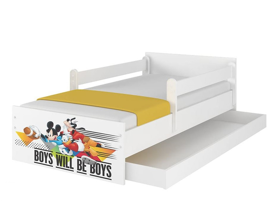 Dětská postel MAX bez šuplíku Disney - MICKEY A KAMARÁDI 200x90 cm, bílá, bez zábran