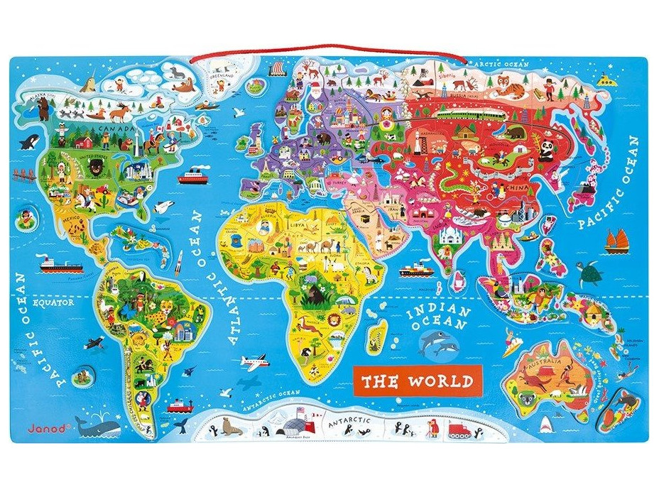 JANOD Magnetická Mapa světa v angličtině