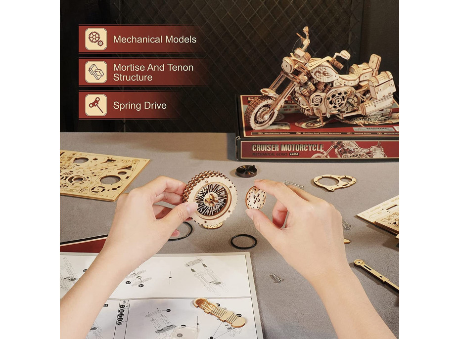 ROBOTIME Rokr 3D dřevěné puzzle Cruiser Motorcycle 420 dílků