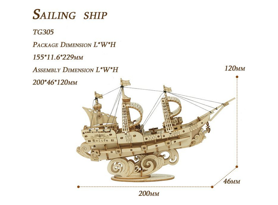 ROBOTIME Rolife 3D dřevěné puzzle Plachetnice 118 dílků