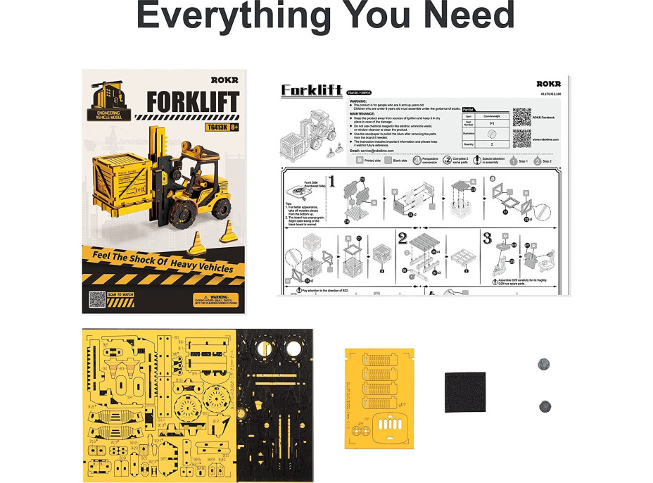 ROBOTIME Rokr 3D dřevěné puzzle Vysokozdvižný vozík 139 dílků