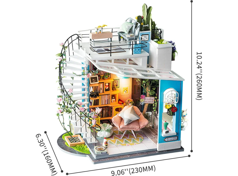 ROBOTIME Rolife DYI House: Dořin loft s LED osvětlením