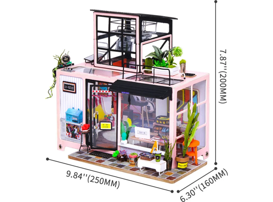 ROBOTIME Rolife DYI House: Kevinovo hudební studio s LED osvětlením