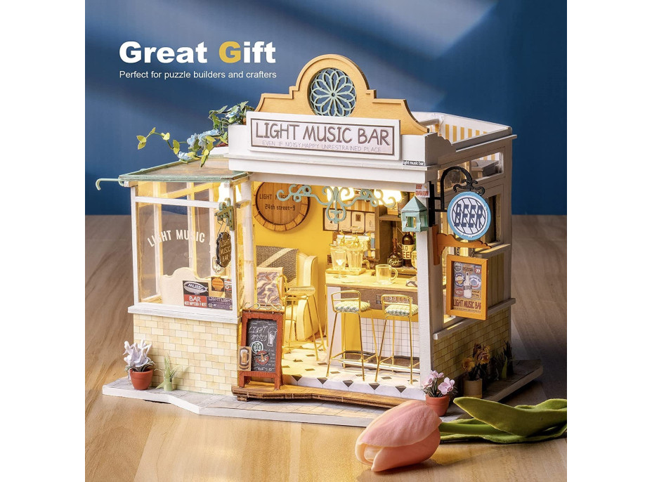 ROBOTIME Rolife DYI House: Light Music bar s LED osvětlením