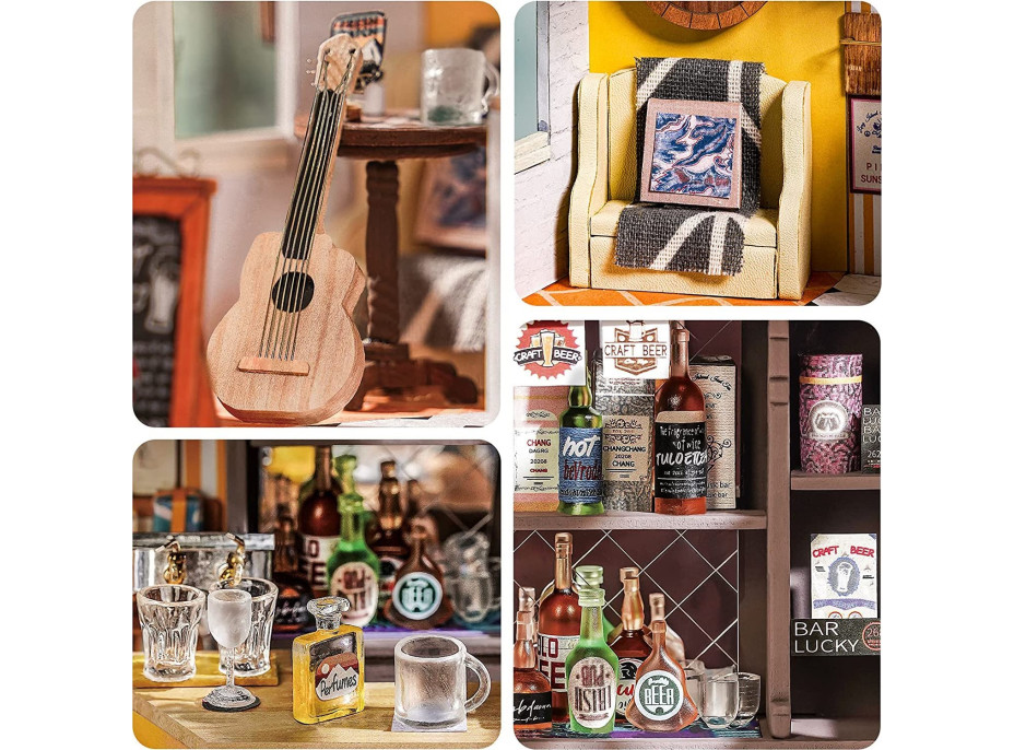 ROBOTIME Rolife DYI House: Light Music bar s LED osvětlením