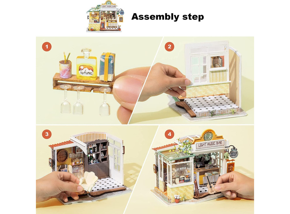 ROBOTIME Rolife DYI House: Light Music bar s LED osvětlením