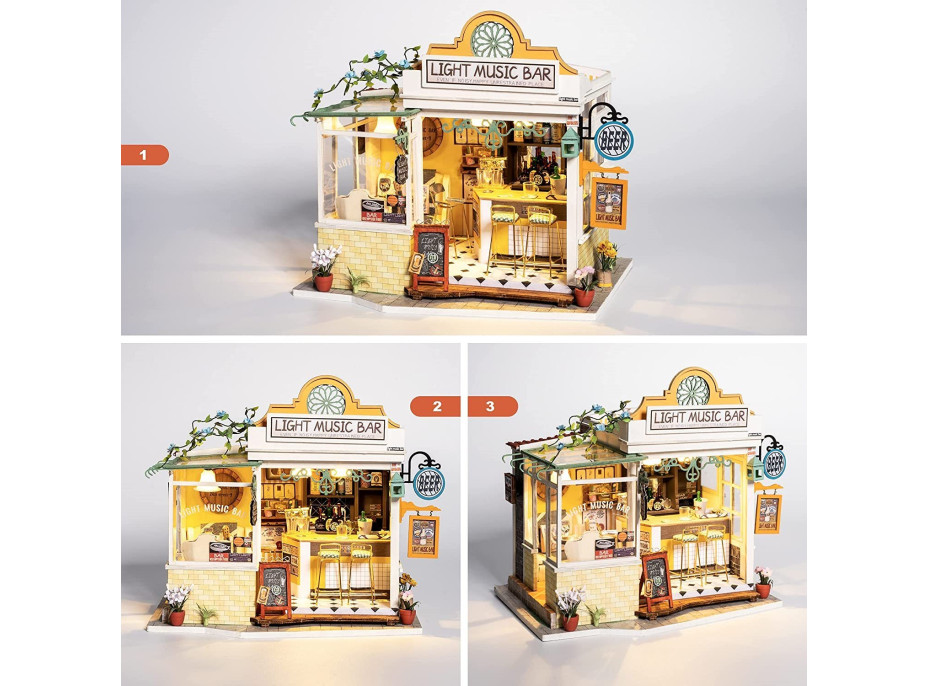 ROBOTIME Rolife DYI House: Light Music bar s LED osvětlením