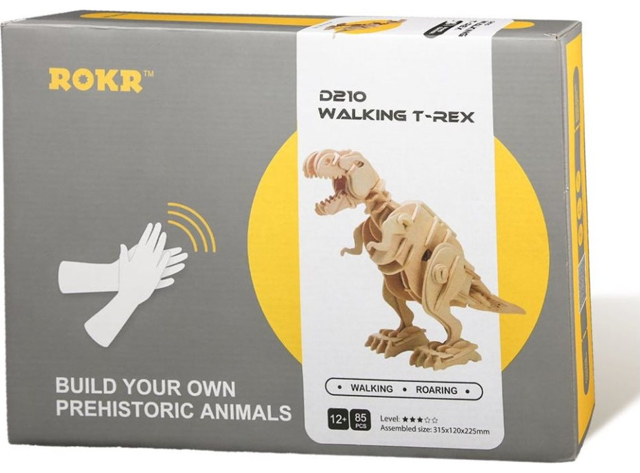 ROBOTIME Rokr 3D dřevěné puzzle Chodící T-Rex 85 dílků