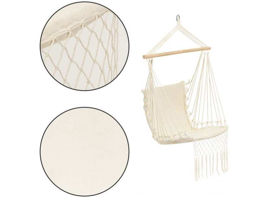 MODERN HOME Závěsné houpací křeslo Hamak Macramé Bílé