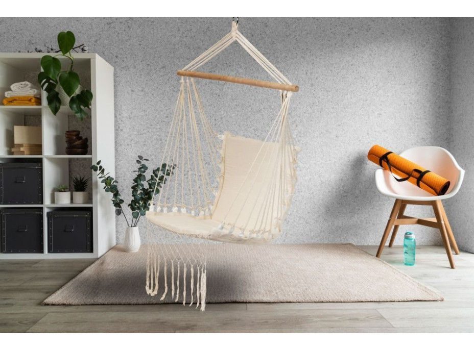 MODERN HOME Závěsné houpací křeslo Hamak Macramé Bílé