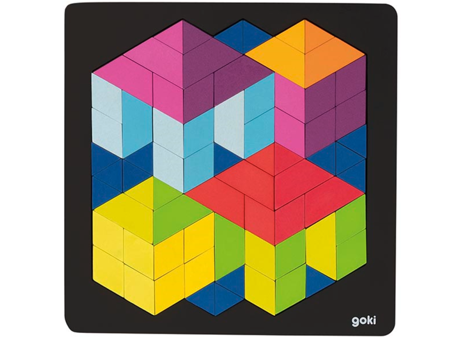 GOKI Dřevěné puzzle Budovy 3D efekt 72 dílků