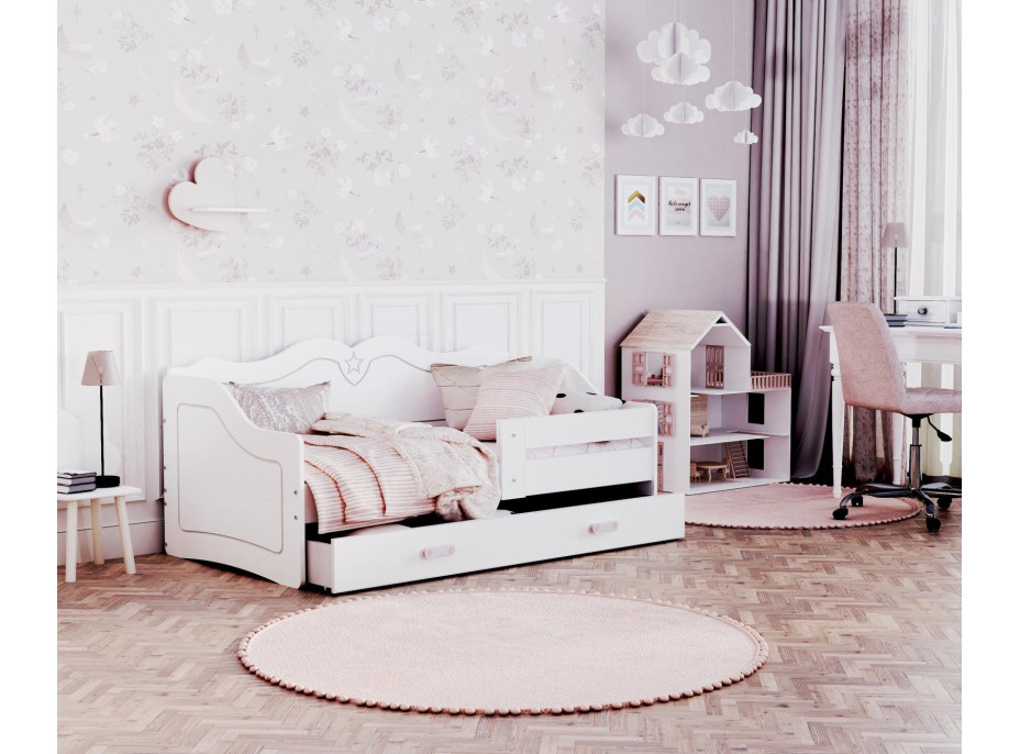 Dětská jednolůžková postel LILI se šuplíkem 160x80 cm - bílá