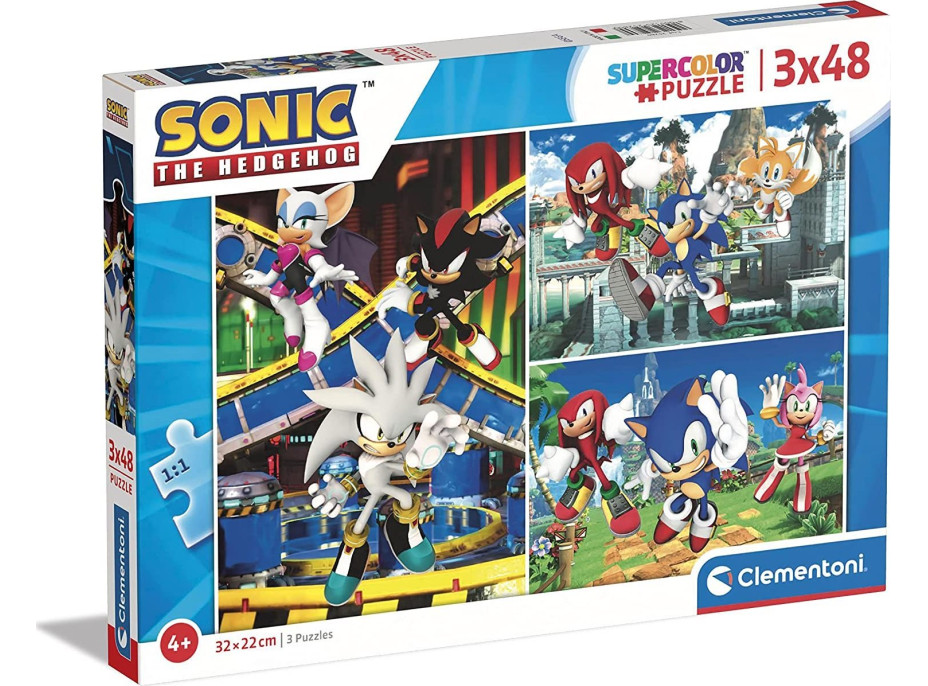 CLEMENTONI Puzzle Ježek Sonic 3x48 dílků