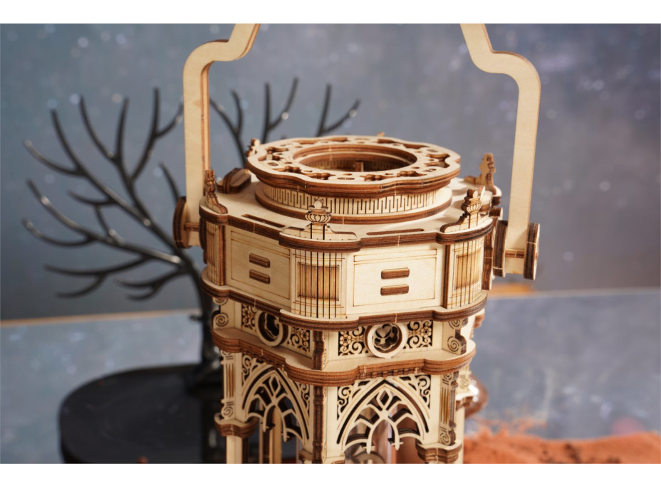 ROBOTIME Rokr Svítící 3D dřevěné puzzle Viktoriánská lucerna (hrací skříňka) 210 dílků