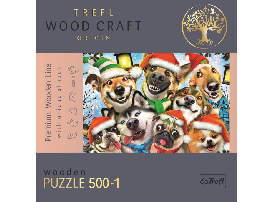 TREFL Wood Craft Origin puzzle Vánoční psi 501 dílků