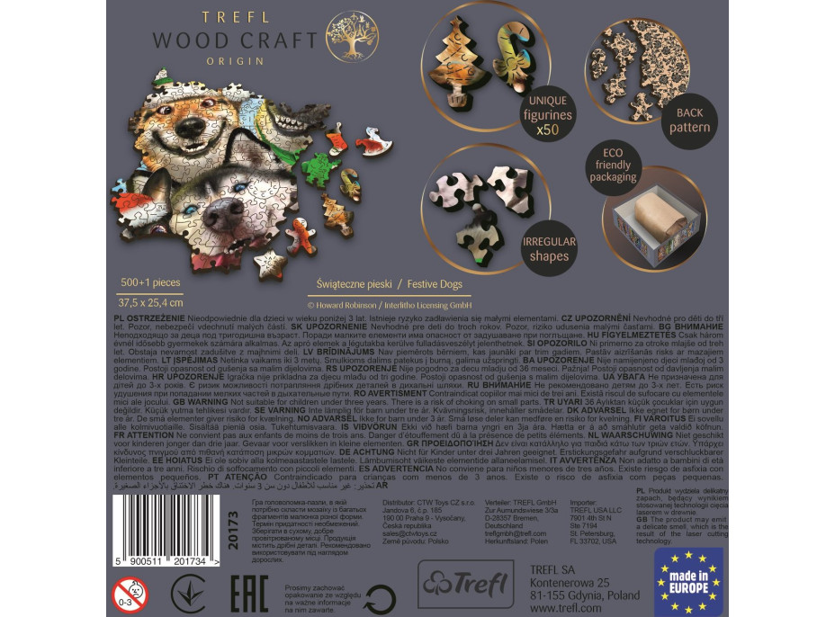 TREFL Wood Craft Origin puzzle Vánoční psi 501 dílků