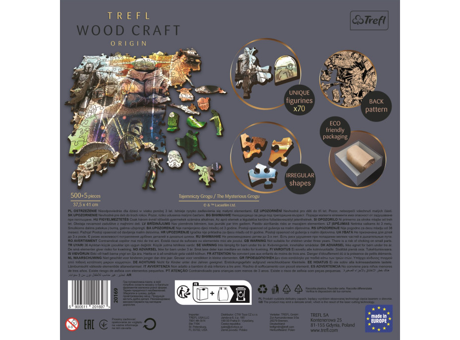 TREFL Wood Craft Origin puzzle The Mandalorian: Záhadný Grogu 505 dílků