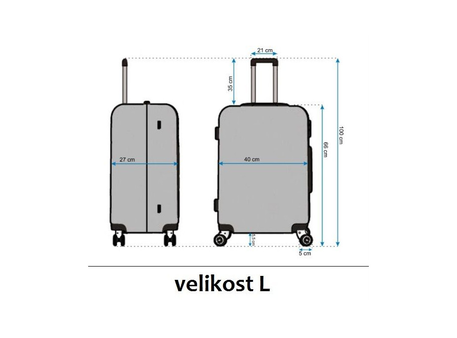 Moderní cestovní kufry - rozměry vel.L