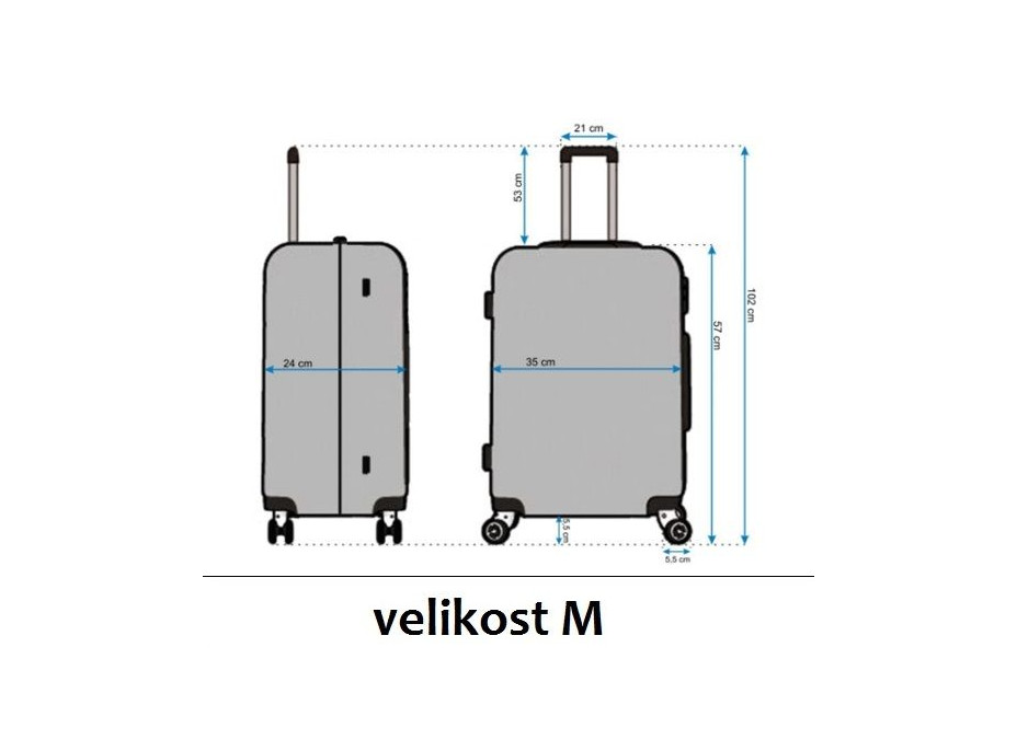 Moderní cestovní kufry - rozměry vel.M