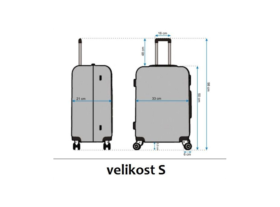 Moderní cestovní kufry - rozměry vel.S