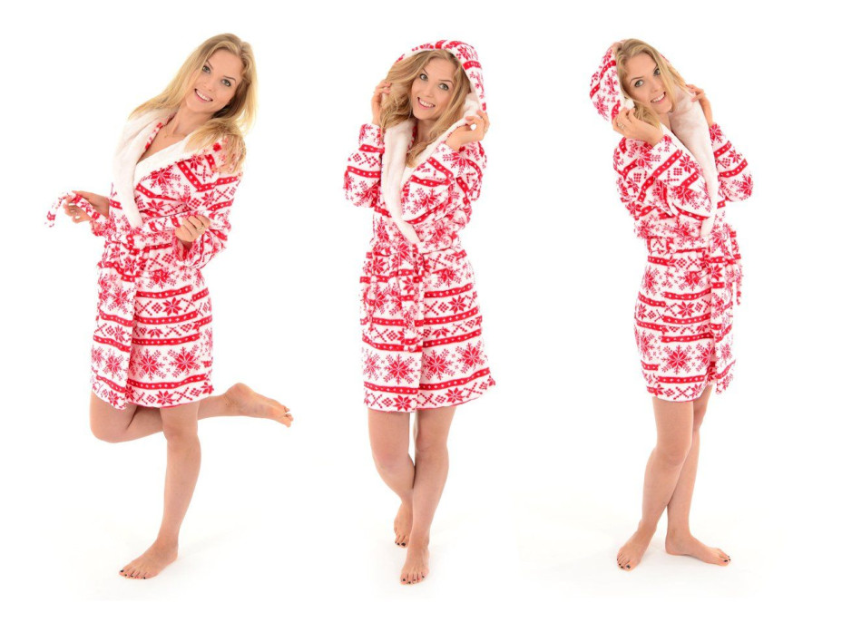 Dámský župan SNOW červený vzor