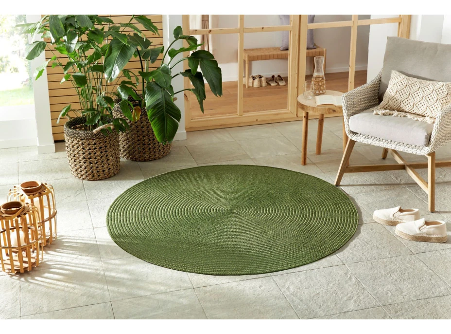 Kusový koberec Braided 105554 Green kruh