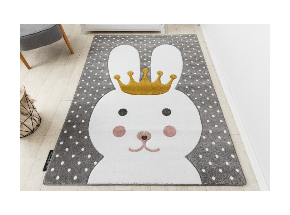 Dětský kusový koberec Petit Bunny grey